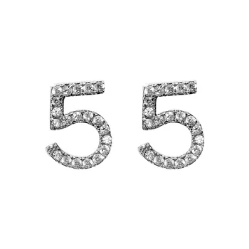 Kórejský módne jednoduché list číslo 5 crystal stud earing šperky pre ženy