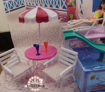 Bábiky, príslušenstvo Pre bábiky barbie hračky bazén, plávanie nábytok dáždnik pláž stoličky list pre bábiku barbie bazén nastaviť hračka darček