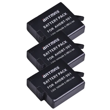 Batmax 3ks pre Gopro 7 AHDBT-501 Batérie+LED USB 3Slots Nabíjačku so Typu C port pre Gopro 5 Gopro 6 Gopro8 Akciu, Fotoaparát