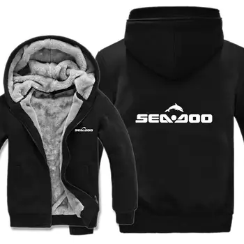 Sea Doo Seadoo Moto Mens Hoodies Na Zips Kabát Fleece Zahustiť Sea-Doo Mikina Pulóver