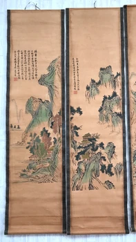 Čína kaligrafie Obrazy Zvitky staré Čínske Maľby PREJDITE ŠTYRI OBRAZOVKY Maľovanie