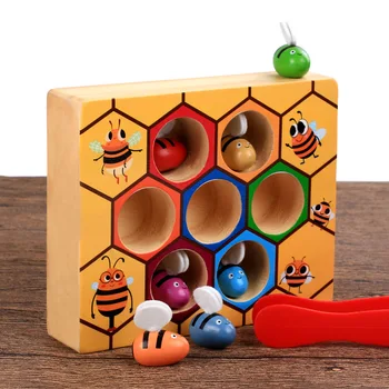 Horúce Drevené Oprel Sa Educatinal Hračky Deti Montessori Raného Vzdelávania Úli Hra Detstva Farba Kognitívne Malé Hračky Bee Darček