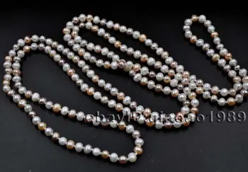 NOVÉ Prírodné farby sladkovodné Multi-Farebné perlový náhrdelník 6-7mm korálky 60