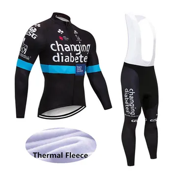 2019 Nové mužov Zimné thermal fleece, Cyklistika Dres Náprsníkové Nohavice vyhovovali vonkajší cestný bicykel Teplé Oblečenie MTB racing team oblečenie Y021601
