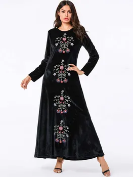 Dubaj Velvet Moslimské Oblečenie Žien Maxi Kimono Kaftan Jubah Dlhé Šaty, Abaya Hidžáb Šaty Islamské Oblečenie Turecko Arabčina Šaty