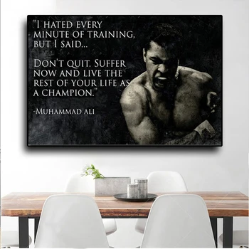 Muhammad Ali Motivačný Citát Wall Art Obrazy Na Plátne Maľovanie Nordic Inšpiratívne Šport Plagáty Vytlačí Domova
