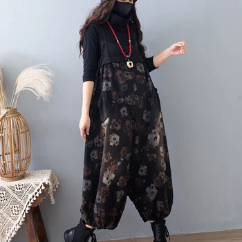 Max LuLu Jeseň Fashion Kórejský Bežné Kvetinový Džínsy Dámske Voľné Kockované Nohavice Ženy Vintage Denim Nohavice Nadrozmerné Streetwear