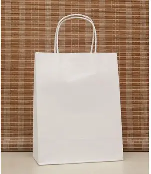 30PCS/veľa, biela papierová darčeková taška Festival Papier taška s držadlami Módne látkové tašky Vynikajúcu Kvalitu 27*21*11 cm