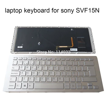 OVY Výmena klávesnice klávesnica s podsvietením pre SONY SVF15 SVF15N SVF 15 15N SP španielsky So Svetlom strieborný rám nové 149265461ES