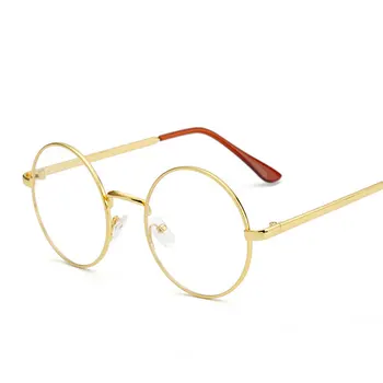 Lacné malé okrúhle blbecek okuliare jasný objektív unisex gold okolo kovového rámu okuliarov rám optickej muži ženy čierne Okuliare Rámy
