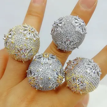 GODKI Luxusné Kvetinové Veľké Tučné Prstene so Zirkónmi Kamene 2020 Ženy Zapojenie Strana Šperky Vysokej Kvality
