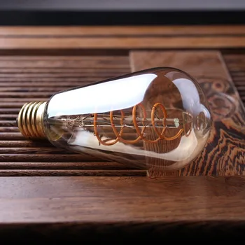 Grensk ST64 Led Špirálové Vlákna Led Edison Svete Zlatých Tónované Žiarovka E27 3w Amber Sklo 2200k Retro Stmievateľné Dekoratívne Osvetlenie, Lampy