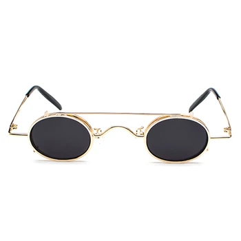 Kachawoo veľkoobchod 6pcs malé oválne retro slnečné okuliare mužov zlato kovový rám klip na slnečné okuliare pre ženy kolo leta 2018 UV400