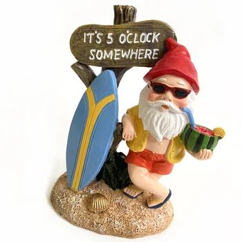 Živica Gnome Socha Surf Beach Vianoce Zdobiť DIY Záhrada Živice Trpaslíci Santa Claus Domáce Dekorácie, Ozdoby Narodeninám