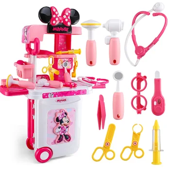 Originál Disney Skutočné Minnie Zdravotnícke Zariadenie, Vytiahnite Tyč Kufor Trolley Hračka pre Deti Dom hračky