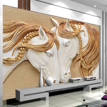 Moderné Bohemia 3D stereo Oslobodenie koňa Foto nástennú maľbu, Tapety Hotel Restaurant Cafe Obývacia Izba Abstraktné Umenie Tapety Domova