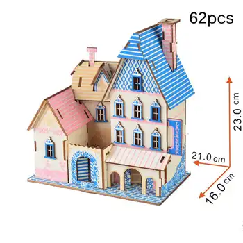 3D Drevené puzzle domček pre bábiky Deti DIY hračka 2019 Čas Apartmán Doll House Nábytok, Vzdelávacie Hračky, Nábytok Pre deti darček
