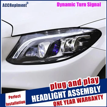 Dynamické zase signál led objektív projektory Auto Styling pre C-class W205 svetlomety-2019 C180 C200 C260 Všetky LED Hlavy Lampy