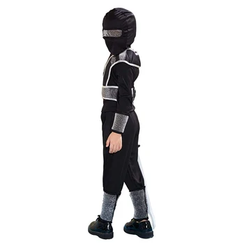 Snailify Deti Ninja Kostým Silver Black Halloween Kostým Pre Chlapcov Kung Fu Oblečenie