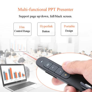 KKmoon 2.4 GHz Wireless Mouse Vzduchu Myší PowerPoint Diaľkový ovládač Flip Pero Ukazovateľ Ručné PPT Moderátorka perá Ovládanie Hlasitosti
