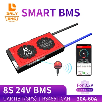 Daly 3.2 v 18650 smart BMS 8S 24V 30A 40A 60A Bluetooth 485 na USB zariadenie NTC UART softvér togther Lev LiFepo4 Batérie BMS