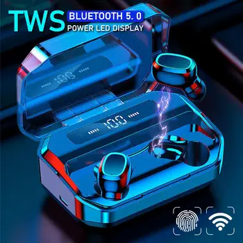 TWS Bezdrôtové Bluetooth Slúchadlá LED Digitálny Displej Stereo Earset Mini Opakovanie Neviditeľné Slúchadlá Binaural Basy