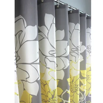 Šedé Pozadie a Kvety Vzor,Plesniam Dôkaz a Nepremokavé Umývateľný Vytlačené Polyester Textílie Sprchový Záves pre Kúpeľňa