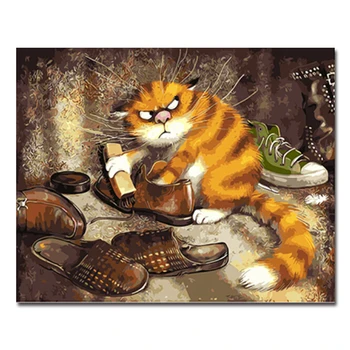 Mačka Zvieratá DIY Maľovanie Podľa Čísel, Kresliť Na Plátne Umenie Fotografie Farebnosť Podľa Počtu Ručne Maľovaných olejomalieb Moderného Domova