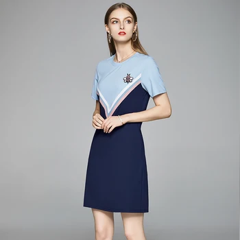 HAYBLST Značky T Tričko Mini Šaty Žien 2020 Letné Krátke Rukávy Plus Veľkosť Oblečenie Vestidos Vysokej Kvality v Európskom Štýle Oblečenie