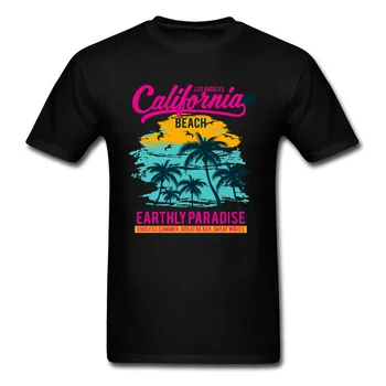 California Beach Paradise Tričko Pánske T-Shirt Topy T Shirt Dizajnér Posádky Krku Oblečenie Čierne Tričká Bavlna, Mikiny