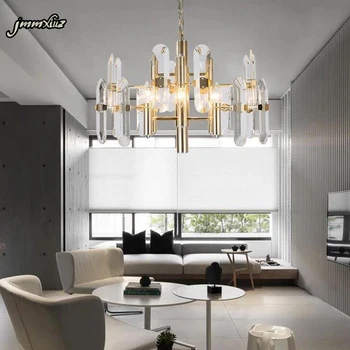 Jmmxiuz moderný minimalistický svetlo luxusné nové dizajnér obývacia izba jedáleň luxusná vila kovové krištáľový luster