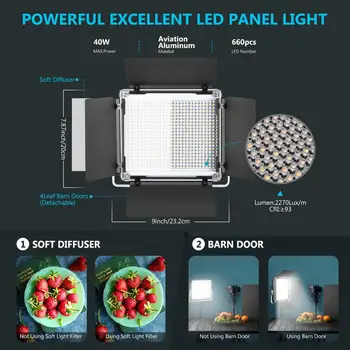 Neewer 660 LED Video Svetlo Stmievateľné Bi-Farebná Fotografia Osvetlenie APP Inteligentný riadiaci Systém pre Profesionálne YouTube