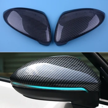 CITALL 2ks Čierna Carbon Fiber Štýl ABS Bočné Spätné Zrkadlo Pokrytie Výbava vhodné na VW Golf 7 MK7 2016 2017 2018