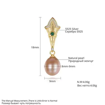 CZCITY Klasický, Retro Dizajn Sladkovodné Pearl Náušnice 925 Silver Ženy 4A Ryža Pearl Jemné Šperky Darček Oorbellen FE0233