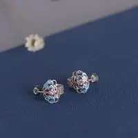 Nový Silver Smalt Modré Náušnice Čínskom štýle retro pivónia kvet malé skupiny dizajn, elegantné, ženské kúzlo, senior brand šperky