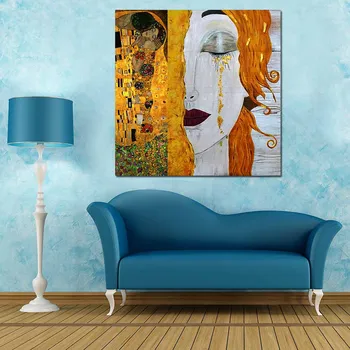 Vysoká Kvalita Gustav Klimt Zlaté Slzy, olejomaľba na Plátne, Ručne Paineted Abstraktný Obrázok Žena Stenu Obrázok Domov Stenu Decor