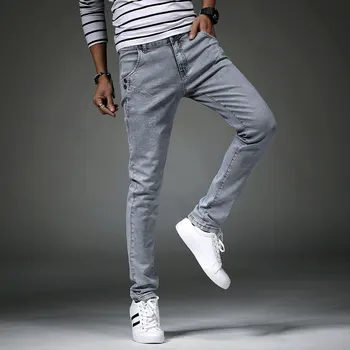 Na jar roku 2020 d nové mužské nohy džínsy Teenagerov, šedá ceruzkou nohavice súčasní študenti úsek stôp nohavice