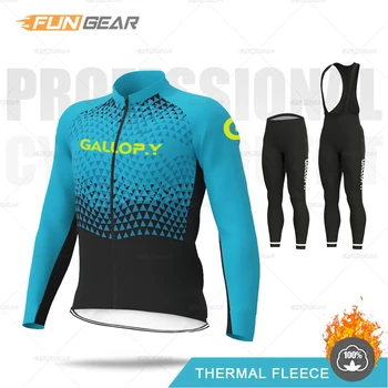 Zimné Mužov Bunda Cyklistické Oblečenie 2020 Pro Team Jersey Nastaviť Fluorescenčné Farby S Dlhým Rukávom Jednotné Thermal Fleece Športové Bicykli