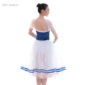 Lístkového Rukáv Royal Blue & White Romantický Tanec Balet Tutu Dlhé Šaty pre Dievčatá, Balet, Tanec Balerína, Tanečných Kostýmov, 18700