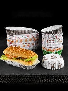 Okrúhly koláč papierové poháre 200PCS potravinársky potiahnuté zásobník papiera Cupcake Tortu vložky pohár muffin prípade Chlieb Papert zásobník