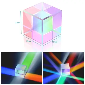 15 mm Prism Šesť-Stranný Jasné Svetlo Kombinovať Námestie Kocka Crystal Clear Prism Slnečného svetla Odrážajú Modul Optická Experiment Nástroja