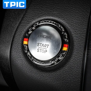 Pre Mercedes Benz C E Trieda W205 W213 GLC Auto Motor Start Stop Kľúč Zapaľovania Krúžok Nálepky Uhlíkových Vlákien Výbava Interiérové Doplnky