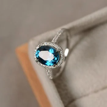 Elegantné Svadobné Prstene pre Ženy móda 925 Sterling Silver Šperky Oválne Crystal Zapojenie Návrh Krúžok Kapela Príslušenstvo