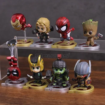Avengers Infinity War Spiderman Iron Man Loki Thor Hulk Super Hrdinovia Mini PVC Údaje Hračky 8pcs/set
