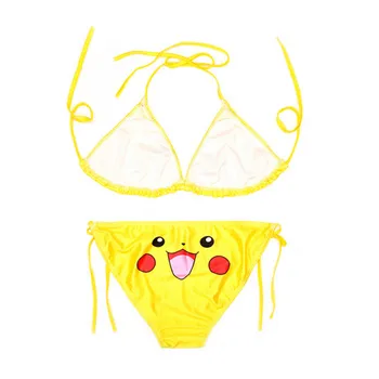 Móda Ženy Pokemon A B pohára Sexy farebné kreslené bikiny, plavky