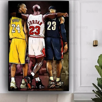 Kobe James Jordánsko Basketbal Superstar Mvp Umenie Plagátu Na Stene Nordic Abstraktné Prehrávač, Plátno, Maľovanie Domova Obývacia Izba