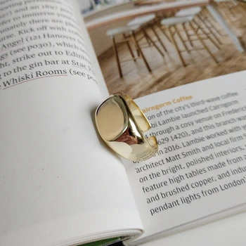 LouLeur 925 sterling silver lesklý námestie žena prstene zlato 925 silver jednoduché, elegantné Nordic štýl nového roku 2019 priateľstvo šperky