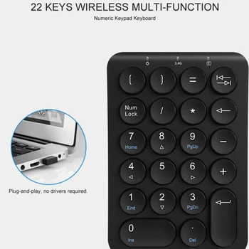 B. O. W Portable Slim Mini Číslo Pad,22 Kľúče, 2.4 Ghz Wireless USB Numerická Klávesnica Klávesnica pre Notebook Desktop PC