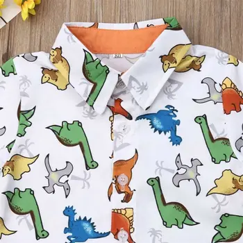 2019 Bežné Batoľa, Dieťa Boys Lete Dinosaura Cartoon Krátky Rukáv Topy T-shirt +jednofarebné Nohavice Šortky 2 ks Oblečenia Veľkosti 1-4Y