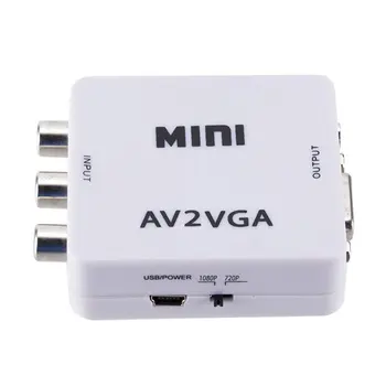 Mini High Definition AV na VGA Video Converter Box AV RCA CVBS Na VGA Videa s vysokým rozlíšením (HDTV Adaptér Video Converter